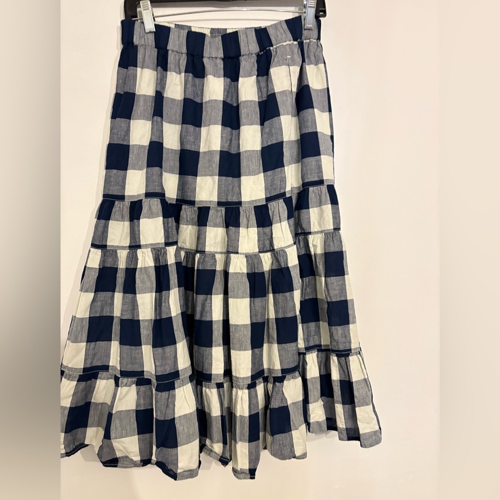 JW Anderson Uniqlo Blue and White Checkered A-Line Skirt